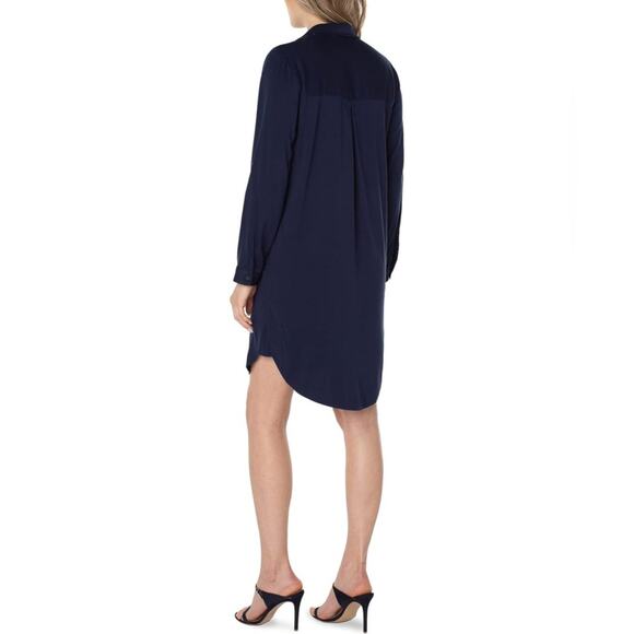 Liverpool Popover Shirtdress Collar Long Sleeve Button Front Cosmic Navy NWT L‎ - Picture 2 of 8